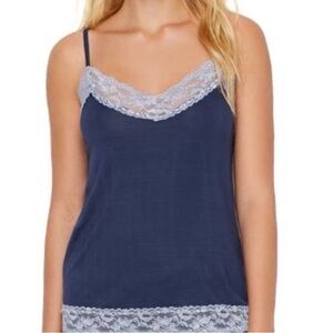 Navy Blue Lace Trim Cami Top